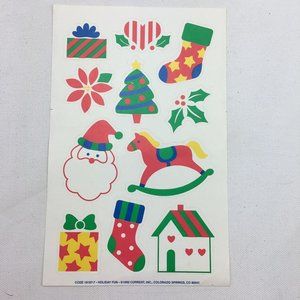Vintage Holiday Fun Christmas Stickers Craft Tree Santa Rocking Horse Stocking